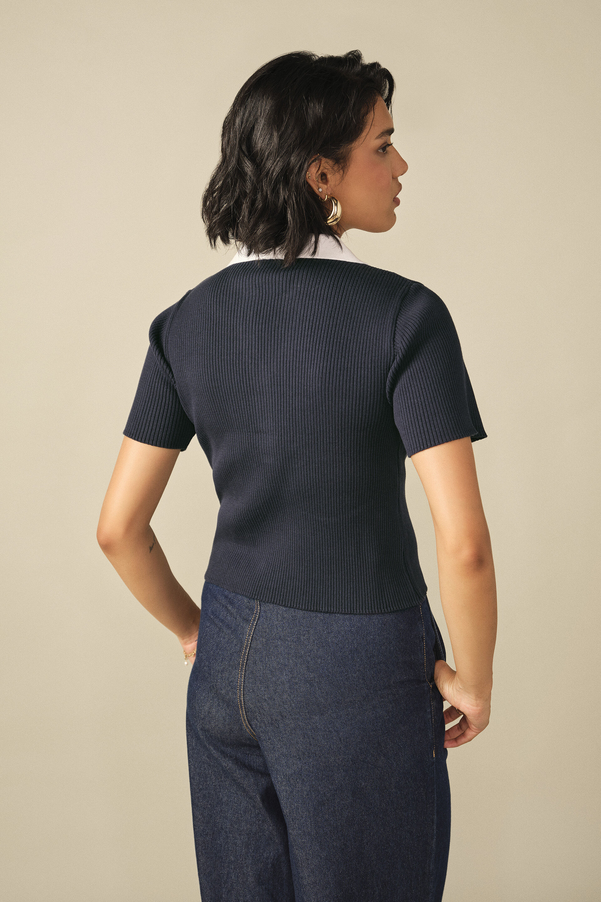 Collared T-shirt in Navy, Navy, image 5